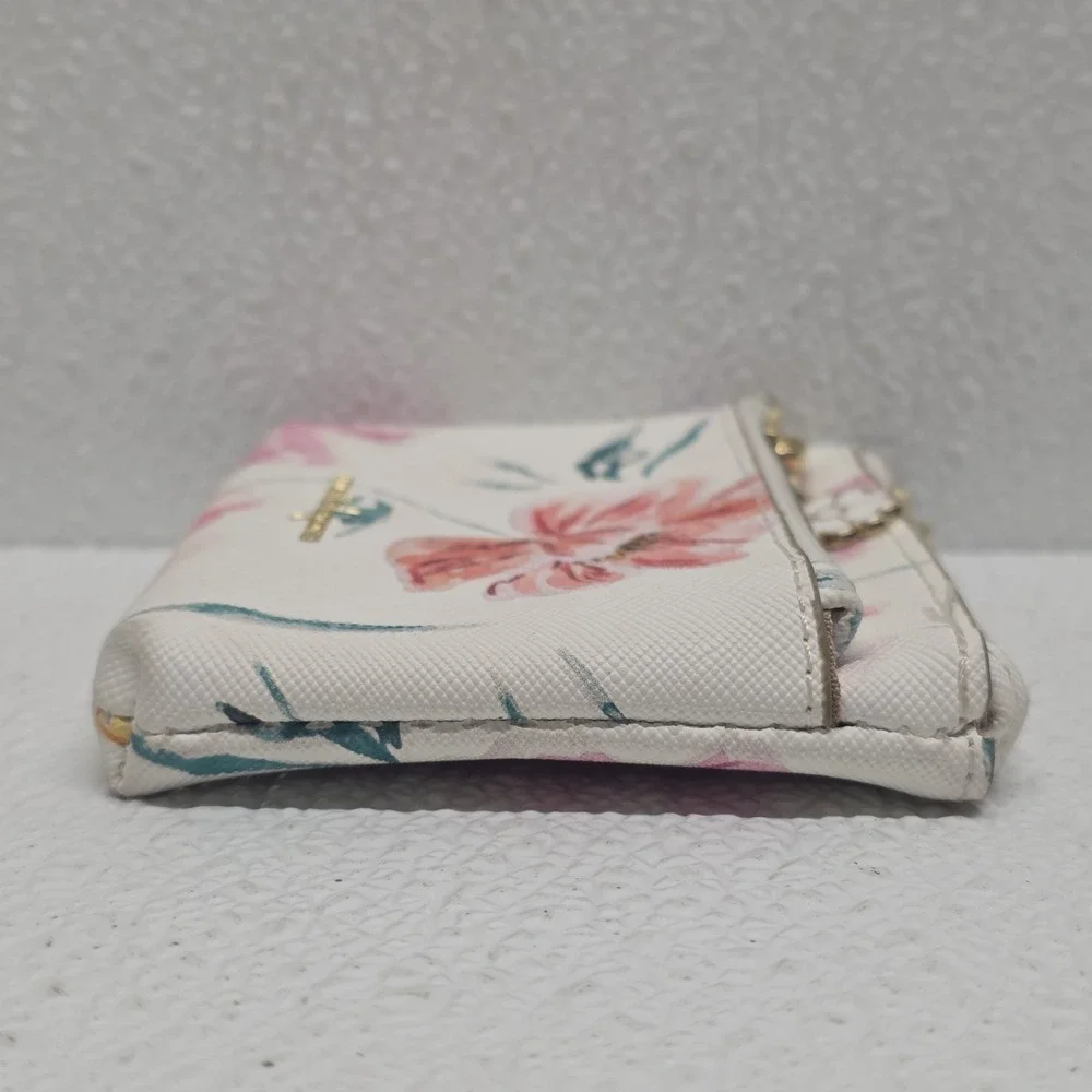 Nanette Lepore White Pink Floral Zip Change Purse Wallet